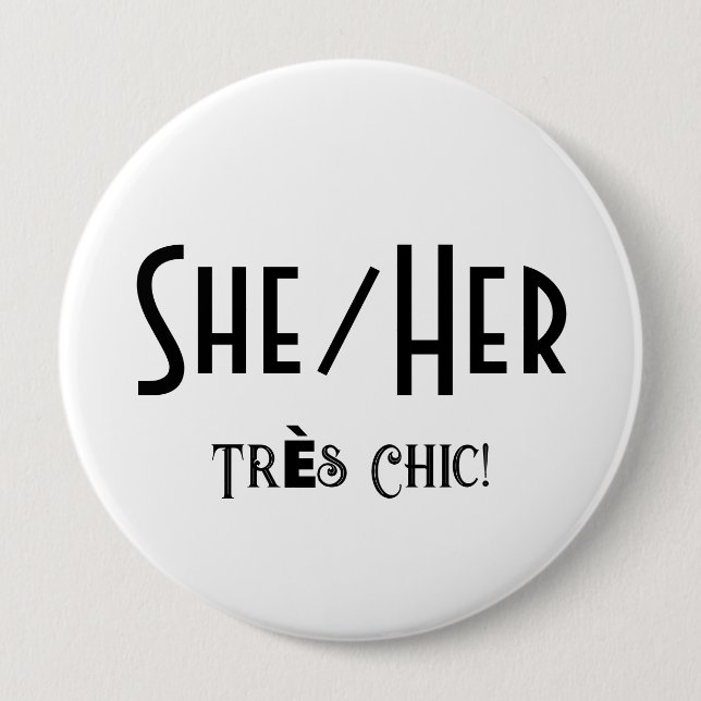 Badge Rond 10 Cm Bouton blanc rond chic (Devant)