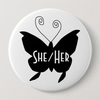 Badge Rond 10 Cm Bouton blanc rond du papillon Diva