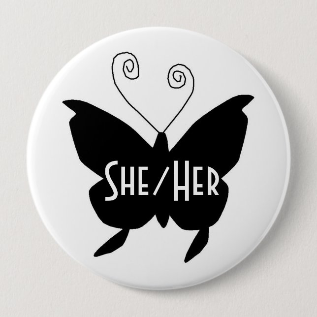 Badge Rond 10 Cm Bouton blanc rond du papillon Diva (Devant)