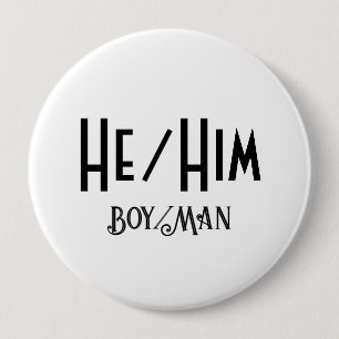 Badge Rond 10 Cm Bouton blanc rond LUI/LUI GARY/MAN