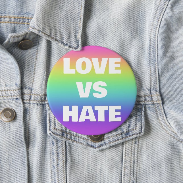 Badge Rond 10 Cm Bouton Campagne d'amour contre haine (En situation)
