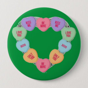 Badge Rond 10 Cm Bouton Candy Coeurs d'amour
