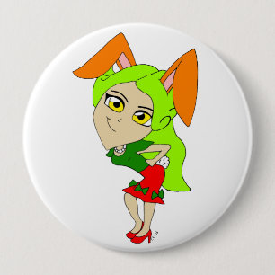 Badge Rond 10 Cm bouton chibi bunnygirl