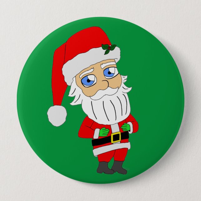 Badge Rond 10 Cm bouton chibi santa claus (Devant)