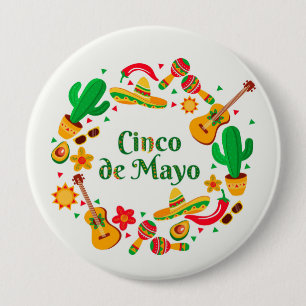 Badge Rond 10 Cm Bouton Cinco De Mayo