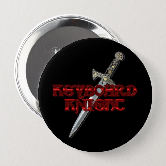 Badge Rond 10 Cm Bouton Clavier Knight MORPG (Devant & derrière)