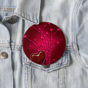 Badge Rond 10 Cm Bouton Coeurs et fleurs 4 pouces