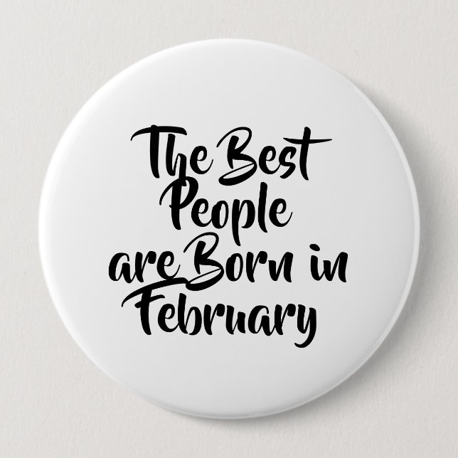 Badge Rond 10 Cm Bouton d'anniversaire "Février" (Devant)