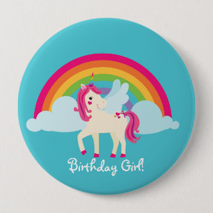 Badge Rond 10 Cm Bouton d'anniversaire personnalisé par licorne