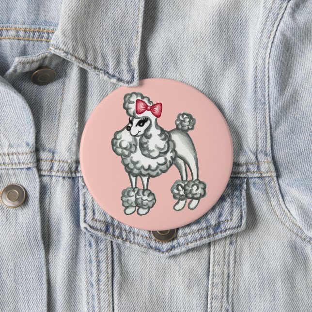 Badge Rond 10 Cm Bouton de caniche français (En situation)