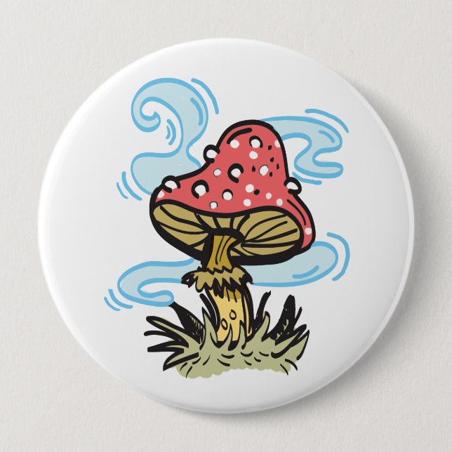 Badge Rond 10 Cm Bouton de champignon (Devant)