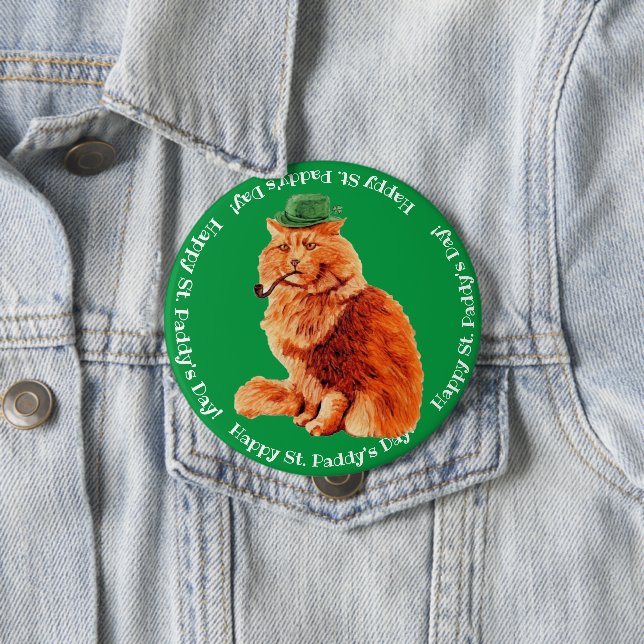 Badge Rond 10 Cm Bouton de chat chanceux de St. Patrick (En situation)