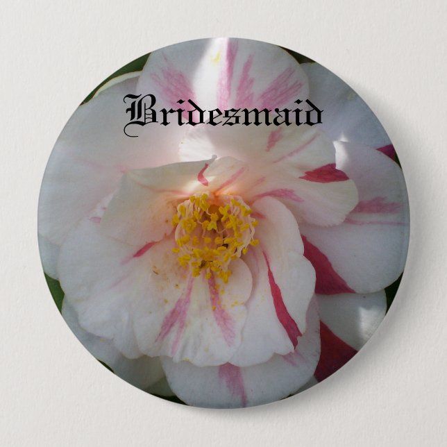 Badge Rond 10 Cm Bouton de demoiselle d'honneur de camélia (Devant)