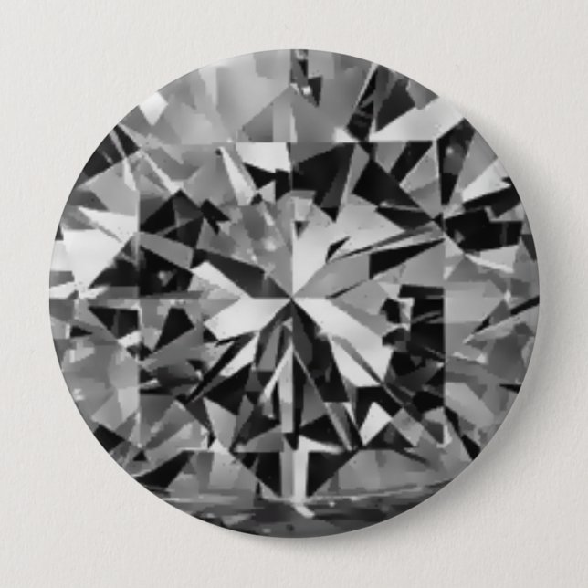 Badge Rond 10 Cm Bouton de DIAMANT NOIR (Devant)