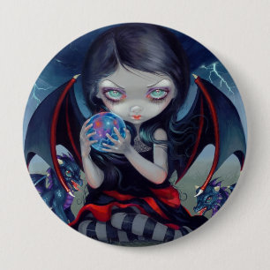 Badge Rond 10 Cm Bouton "de Dragonling foncé"