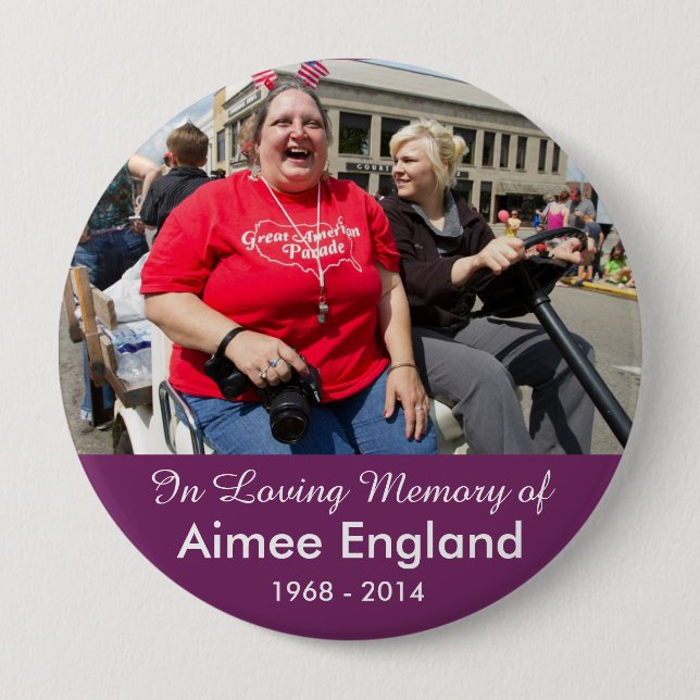Badge Rond 10 Cm Bouton de mémorial d'Aimee Angleterre (Devant)