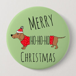 Badge Rond 10 Cm Bouton de Noël Dachshund