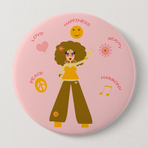 Badge Rond 10 Cm Bouton de paix et d'amour
