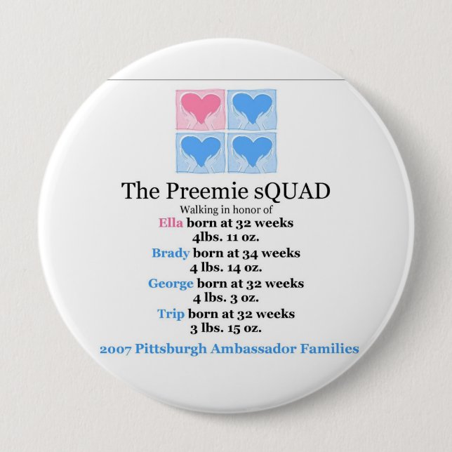 Badge Rond 10 Cm Bouton de peloton de Preemie (Devant)
