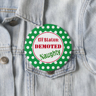 Badge Rond 10 Cm Bouton d'elfe de Noël vilain