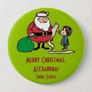 Badge Rond 10 Cm Bouton d'étiquette de cadeau de Noël de la liste