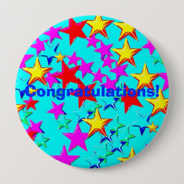 Badge Rond 10 Cm Bouton d'étoile de félicitations (Devant)