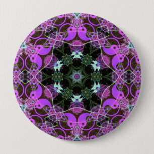 Badge Rond 10 Cm Bouton d'hexagone de YinYang
