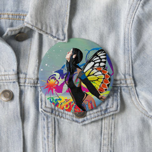 Badge Rond 10 Cm Bouton étoile magique