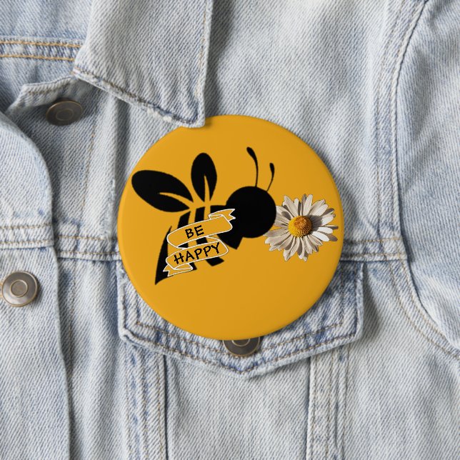 Badge Rond 10 Cm Bouton ÊTRE HEUREUX (En situation)