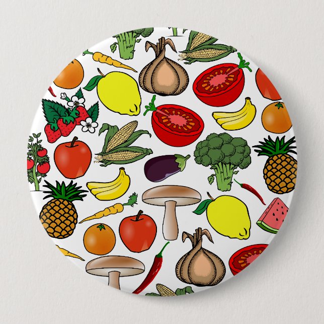 Badge Rond 10 Cm Bouton Fruit & légume, énorme (Devant)