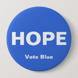 Badge Rond 10 Cm Bouton HOPE, Bouton VOTE BLEU