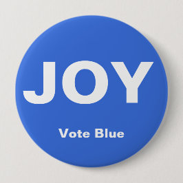 Badge Rond 10 Cm Bouton JOY, Bouton VOTE BLEU