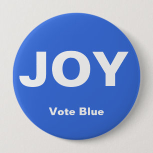 Badge Rond 10 Cm Bouton JOY, Bouton VOTE BLEU