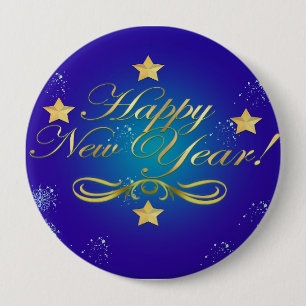 Badge Rond 10 Cm Bouton Joyeux Nouvel An
