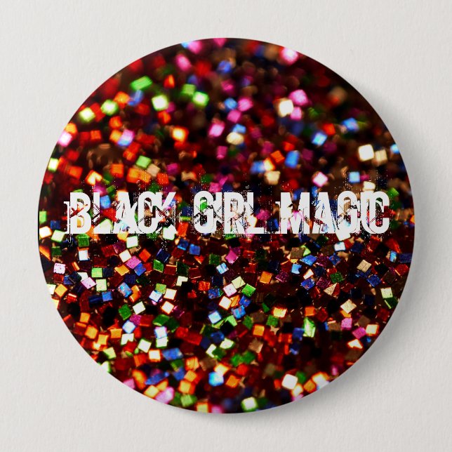 Badge Rond 10 Cm Bouton noir de magie de fille (Devant)