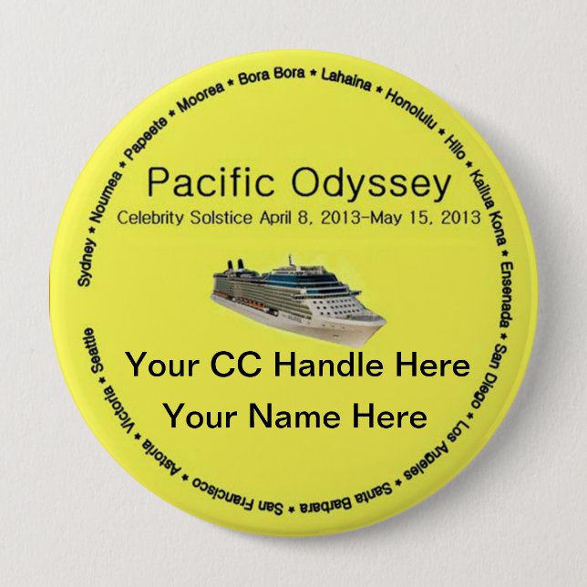 Badge Rond 10 Cm Bouton Pacifique de souvenir d'odyssée (Devant)