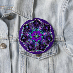 Badge Rond 10 Cm Bouton Parapluie violet & coeurs .7