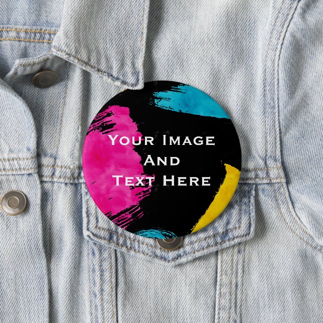 Badge Rond 10 Cm Bouton personnalisé Image et texte (En situation)