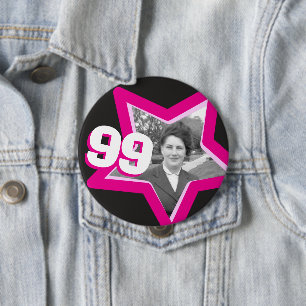 Badge Rond 10 Cm Bouton photo 99e anniversaire