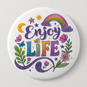 Badge Rond 10 Cm Bouton "Profitez de la vie"