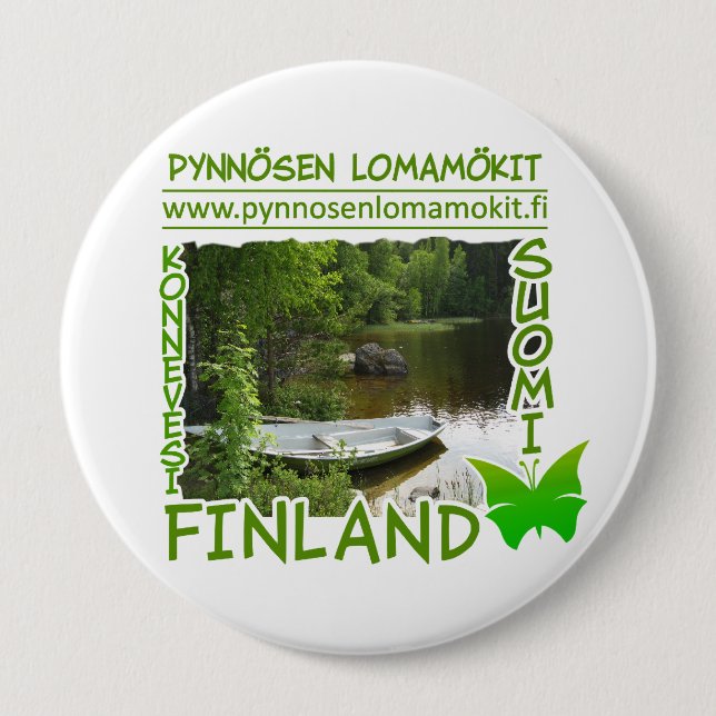 Badge Rond 10 Cm Bouton Pynnösen Lomamökit (Devant)