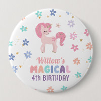 Bouton Rainbow Unicorn Girl Birthday Party