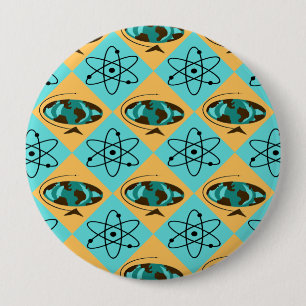 Badge Rond 10 Cm Bouton rond Arlequin Retro Globe Trotter