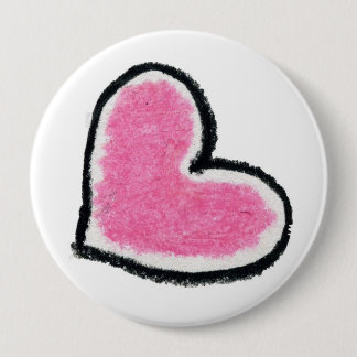 Badge Rond 10 Cm Bouton ROSE de COEUR