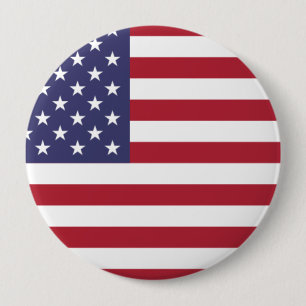 Badge Rond 10 Cm Bouton rouge blanc et bleu