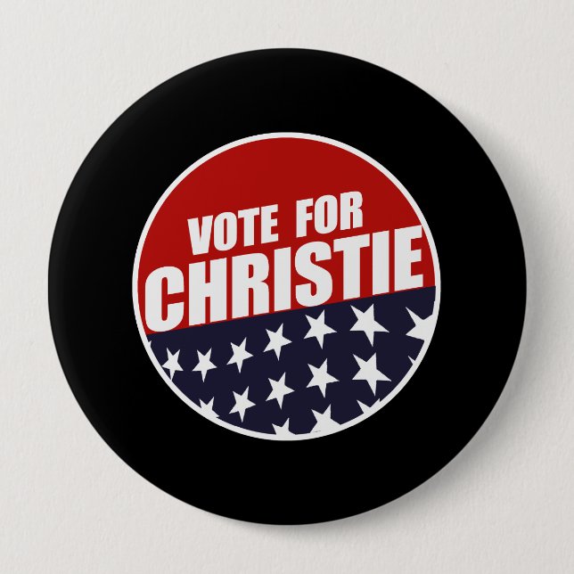 BADGE ROND 10 CM BOUTON VOTE CHRISTIE (Devant)