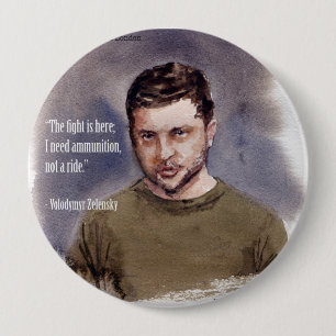 Badge Rond 10 Cm Bouton Zelensky, Volodymir