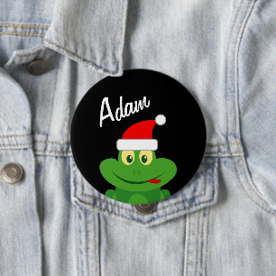 Badge Rond 10 Cm Boutons de nom de fête de Noël avec une grenouille