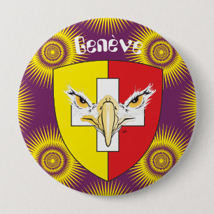 Badge Rond 10 Cm Boutons Genf / Genève Schweiz Suisse Svizzera