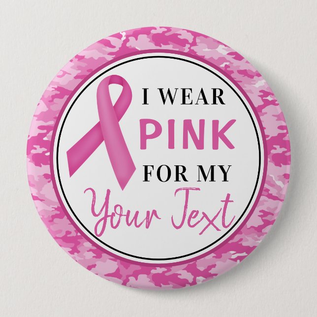 Badge Rond 10 Cm Breast Cancer Awareness Camouflage Ribbon Design (Devant)